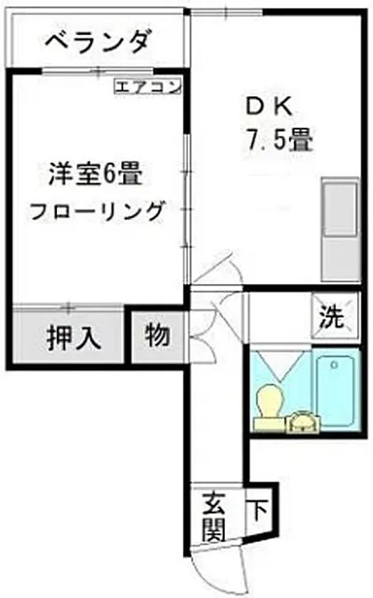 モンシャトー田無成和(1DK/3階)の間取り写真