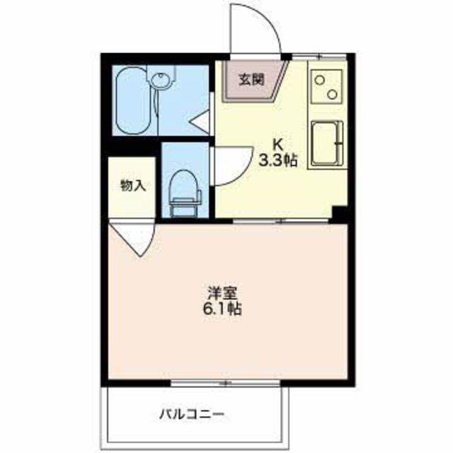 大岡駅前ハイツ(1K/2階)の間取り写真