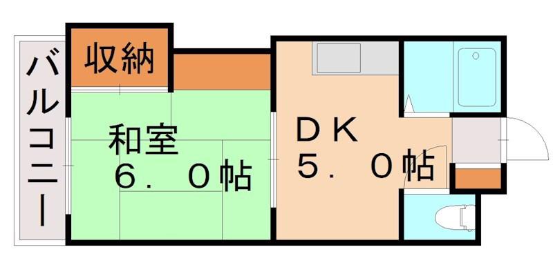 第2小山コーポ(ワンルーム/3階)の間取り写真
