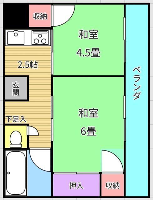 第2丸善ビル(2K/2階)の間取り写真
