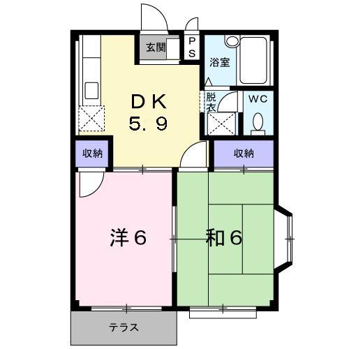 エルディム志賀(2DK/1階)の間取り写真