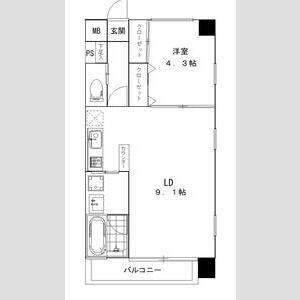 ヴィアーレ木ノ下二丁目(1LDK/8階)の間取り写真