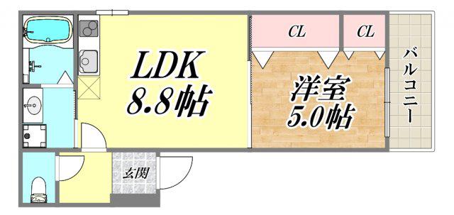 フジパレス尼崎西浦公園2番館(1LDK/2階)の間取り写真