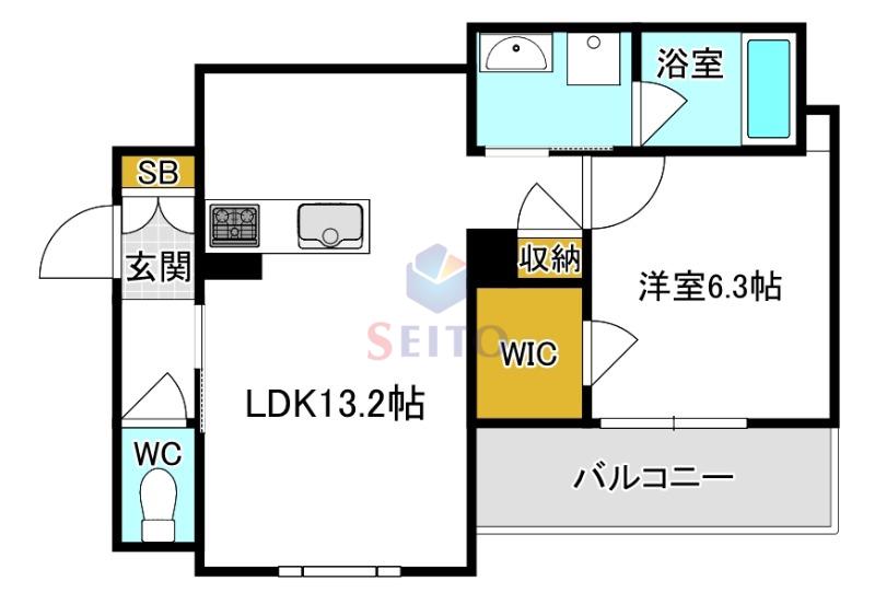 ブルーム江坂(1LDK/3階)の間取り写真