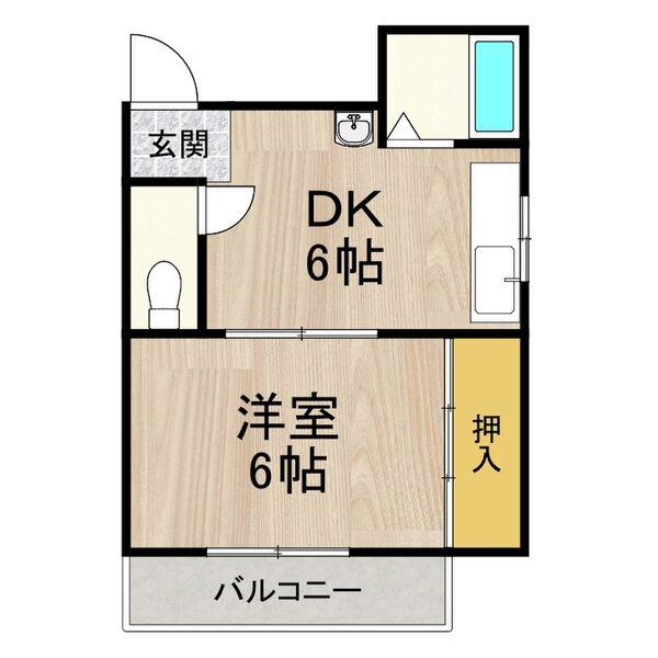 桜マンション(1DK/2階)の間取り写真