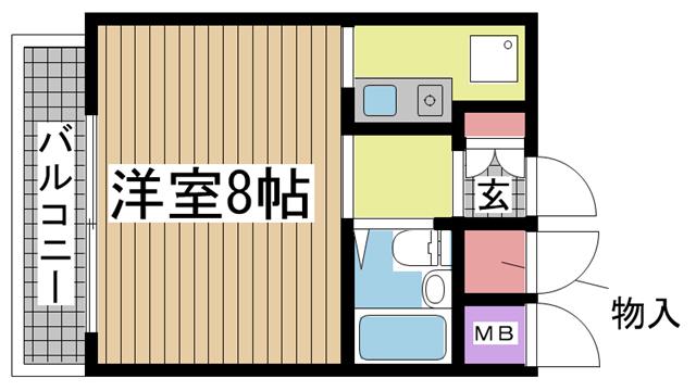 ライオンズマンション神戸西元町(1K/7階)の間取り写真