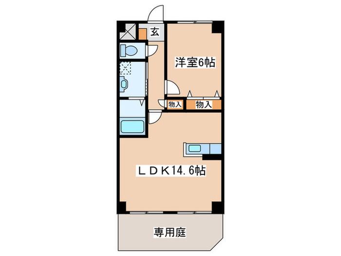 ジ・エレガンス城山(1LDK/1階)の間取り写真