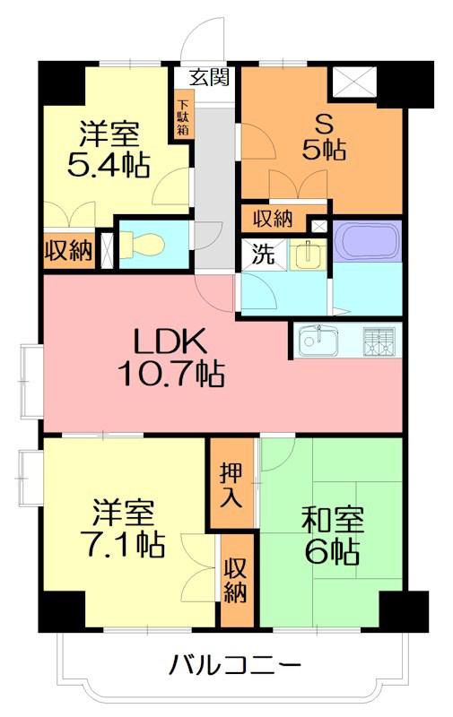 ツインベル・カトレア館(3SLDK/4階)の間取り写真