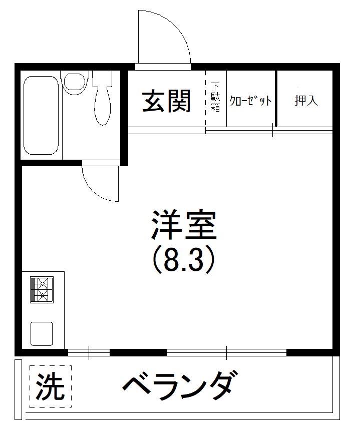 カレッジハイツII(ワンルーム/2階)の間取り写真