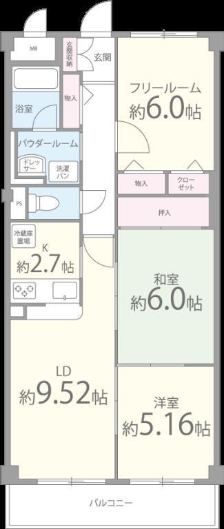 アジュール西端(2SDK/3階)の間取り写真