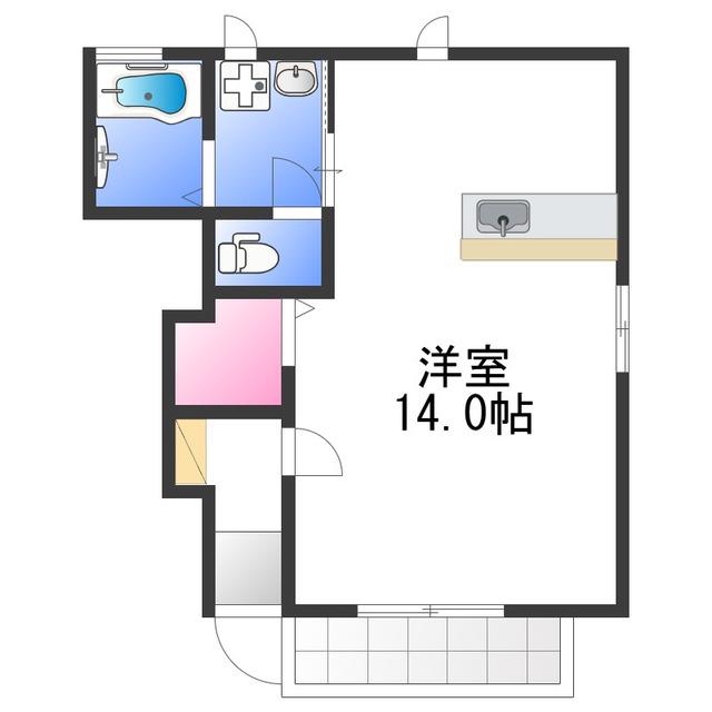 メゾンドゥソレイユ(1K/1階)の間取り写真