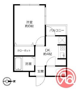 メルベーユ谷町(1DK/6階)の間取り写真