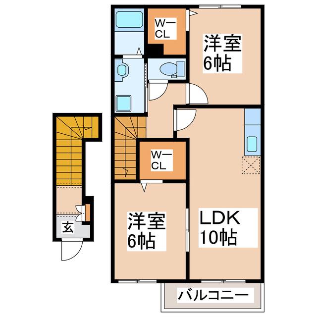 GREEN・GRASSI・II・III(2LDK/2階)の間取り写真