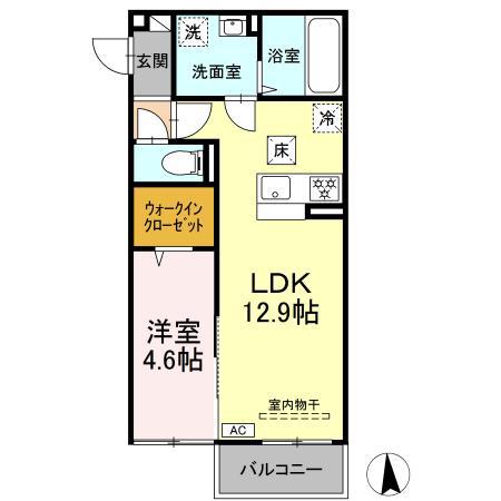 ミオ・デライト(1LDK/1階)の間取り写真