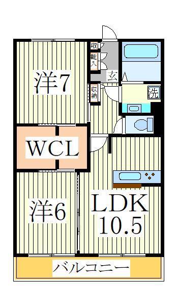 ティアレスI(2LDK/3階)の間取り写真
