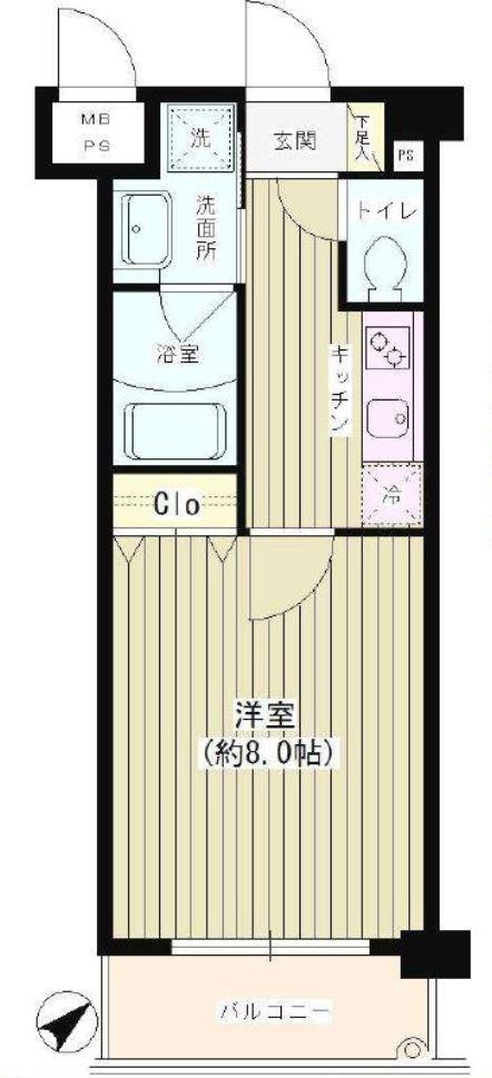 アイコート赤塚(1K/2階)の間取り写真