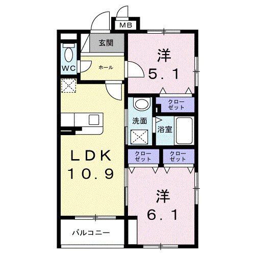 リバープレッソ(2LDK/4階)の間取り写真