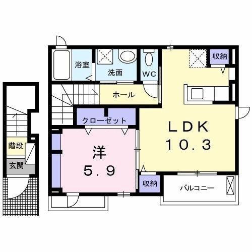 グローヴⅣ(1LDK/2階)の間取り写真