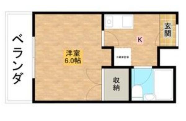 万葉ハイツ水無瀬2F(1K/2階)の間取り写真