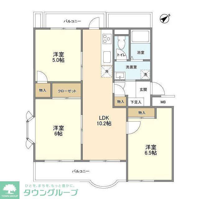 メゾンフジ(3LDK/4階)の間取り写真