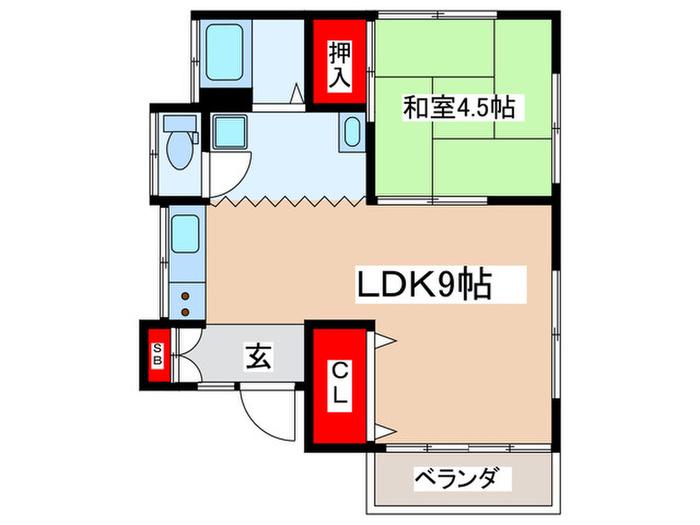 植野コーポ(1LDK/3階)の間取り写真