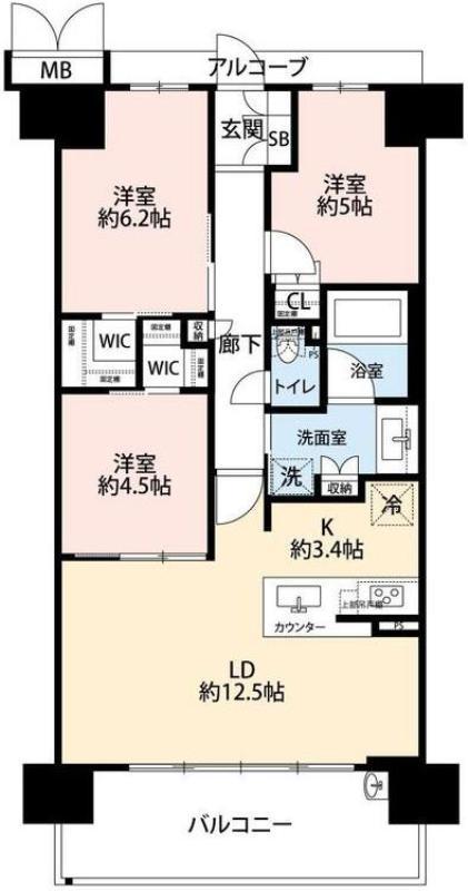 プレミスト神戸ハーバーレジデンス(3LDK/3階)の間取り写真