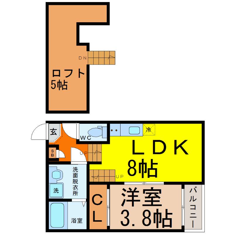 本陣テラス(1LDK/2階)の間取り写真