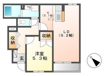 クレアトゥール(1LDK/1階)の間取り写真