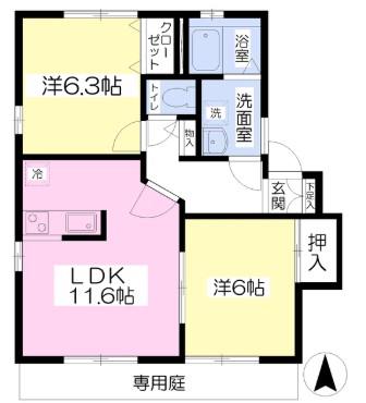 WAKABA21(2LDK/1階)の間取り写真