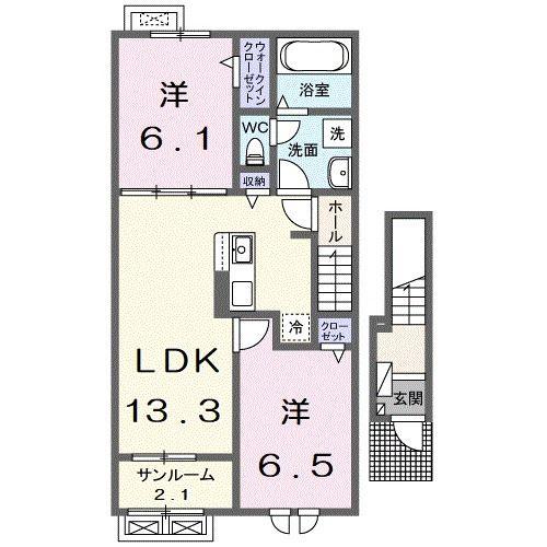 ヘリテージT(2LDK/2階)の間取り写真