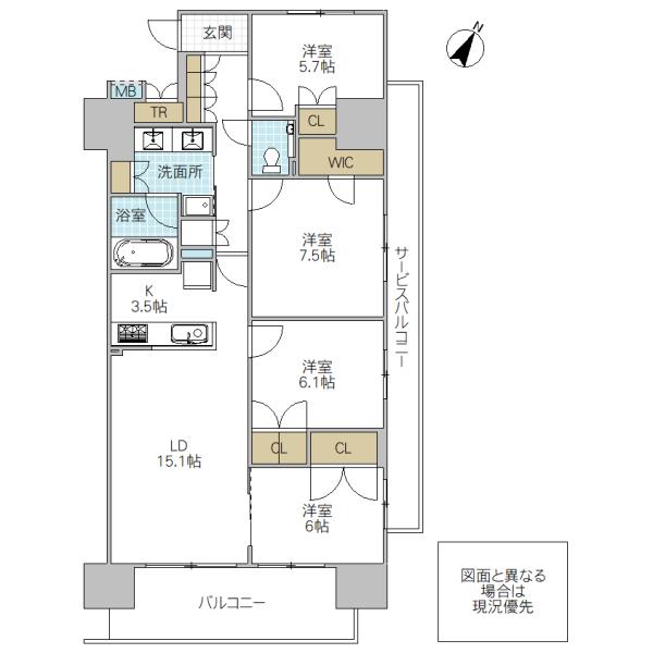 レーベンつくばコアリス(4LDK/18階)の間取り写真
