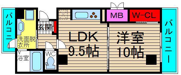アステリオ北堀江ザメトロタワー(1LDK/16階)の間取り写真