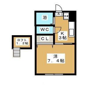 ティアラハウス鶴ヶ谷(1K/2階)の間取り写真