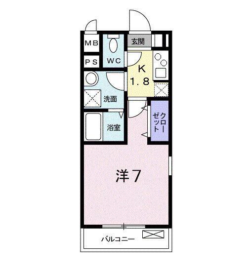 YNハイムII(1K/1階)の間取り写真