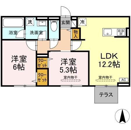クレール林V(2LDK/1階)の間取り写真
