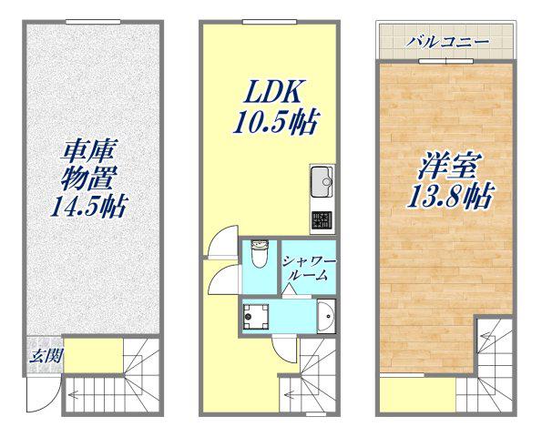ラフマート南塚口(1LDK/1階)の間取り写真