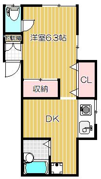 山王ハイツ(1DK/2階)の間取り写真