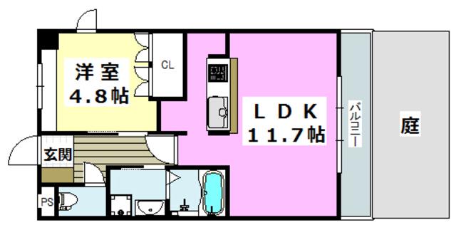 グランチェスタ(1LDK/1階)の間取り写真