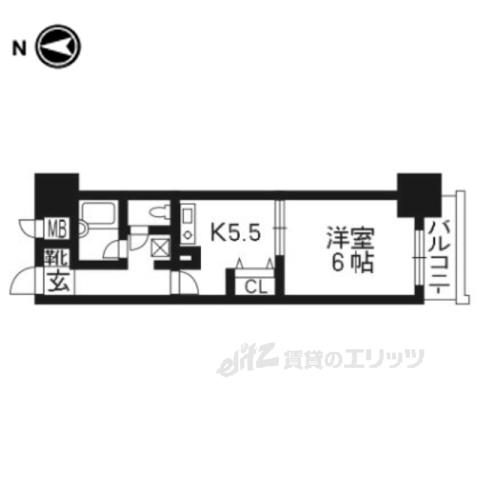 エスリード四条河原町(1K/11階)の間取り写真