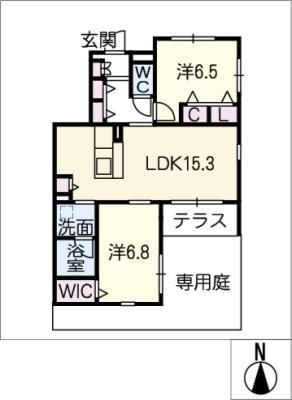 ガーデニアプレイス千種(2LDK/1階)の間取り写真