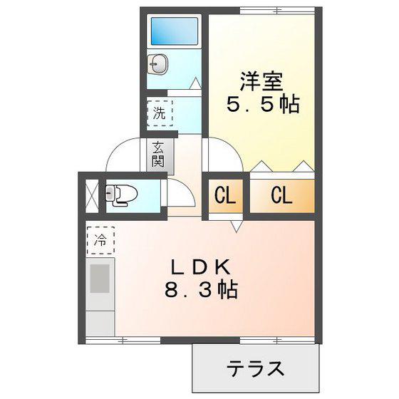 アパンションエクセル(1LDK/1階)の間取り写真