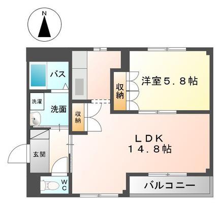 ベルジュ・シュシュ(1LDK/2階)の間取り写真