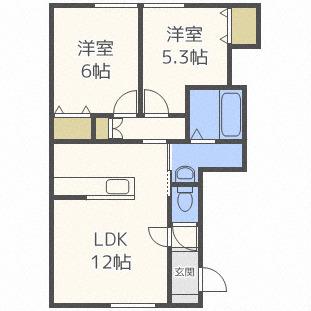エスクレスト山の手(2LDK/1階)の間取り写真