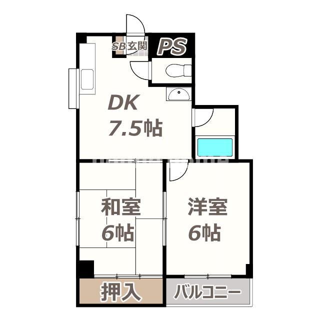 マンションSSS(2DK/4階)の間取り写真