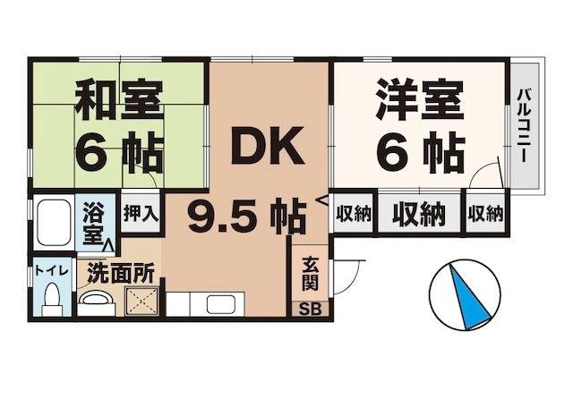 クレール吉川(2DK/1階)の間取り写真