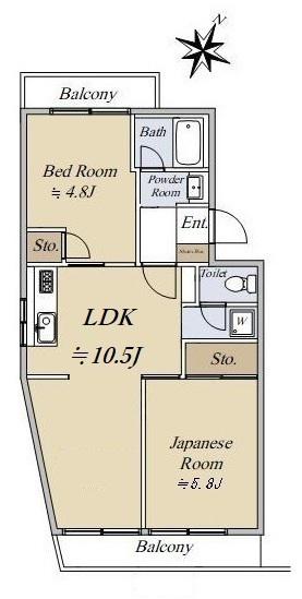 サンパレス池尻(2LDK/3階)の間取り写真