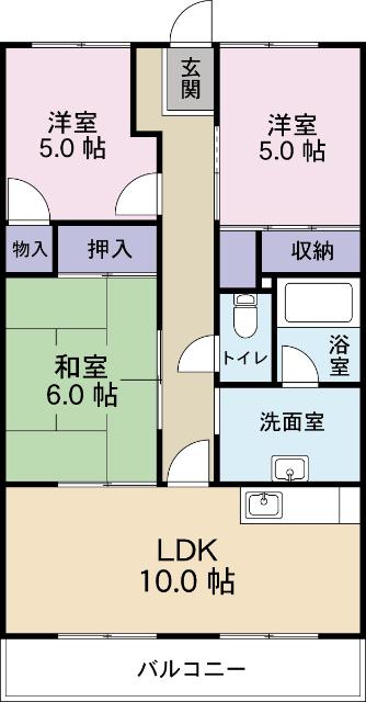 グリーンハイツA(3LDK/1階)の間取り写真