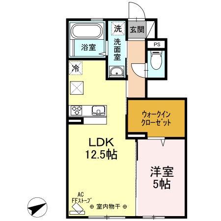 ミキKハウス(1LDK/1階)の間取り写真