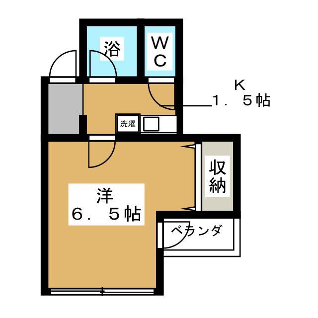 ラガール元住吉(1K/2階)の間取り写真