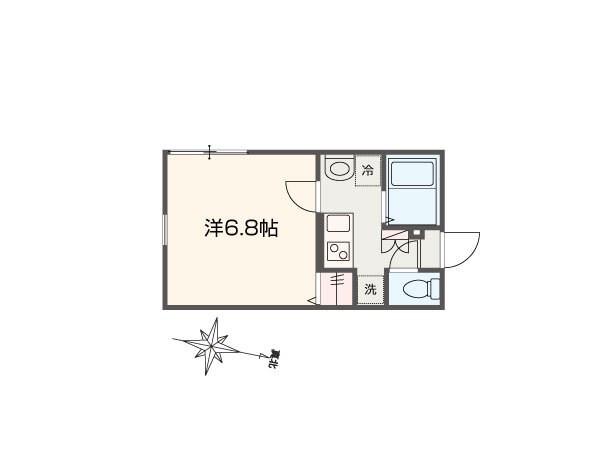 MELLAS(1K/1階)の間取り写真